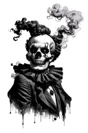 clown skull smoke tattoo design idea