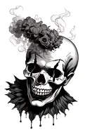 clown skull smoke tattoo design idea