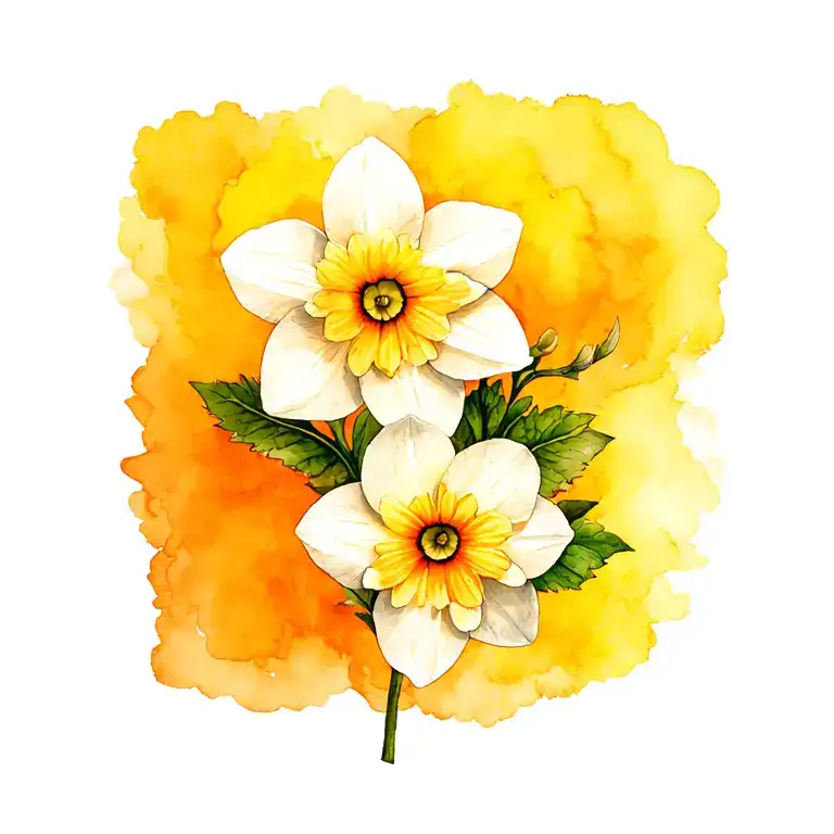 Hydrangea, Daffodil, and Lilac tattoo design idea