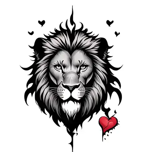 broken heart human and a lion face tattoo design idea