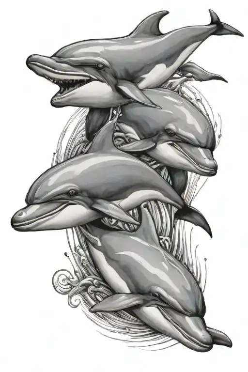 dolphins an smiley face tattoo design idea