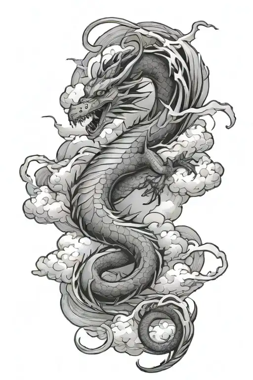 dragon storm clouds tattoo design idea