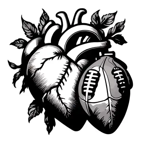 Four chamberd heart biological diagram with one chamber to mom one to football one to my love and one to my Children  tattoo design idea