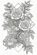 fore arm rose and bonsai tree tattoo design idea
