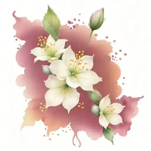 baby's breath flowers, larkspur flower forget me nots waterlilly tattoo design idea