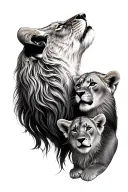 Lion and cub howling tattoo design idea