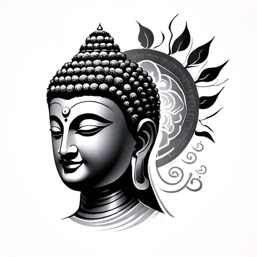 Buddha with Om Mani Padme Hum tattoo design idea