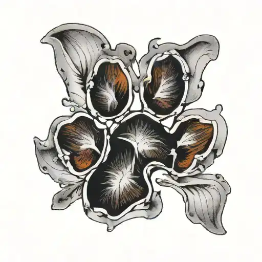 PAW PRINT W S engraved AMBER tattoo design idea