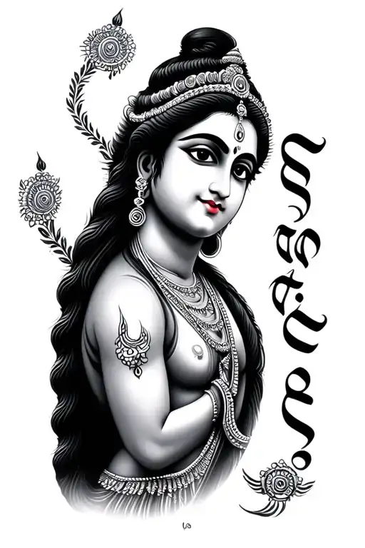 Krishna name written tattoo design idea