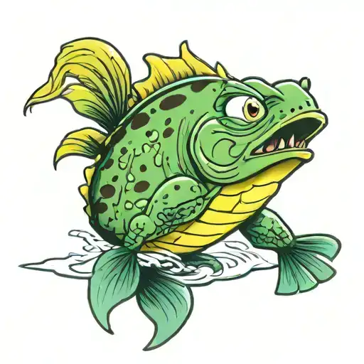 spongebob bass fishing tattoo design idea