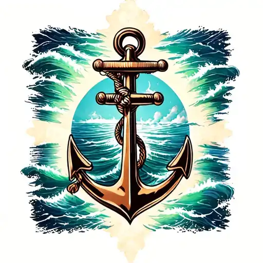 seaman anchor ocean tattoo design idea