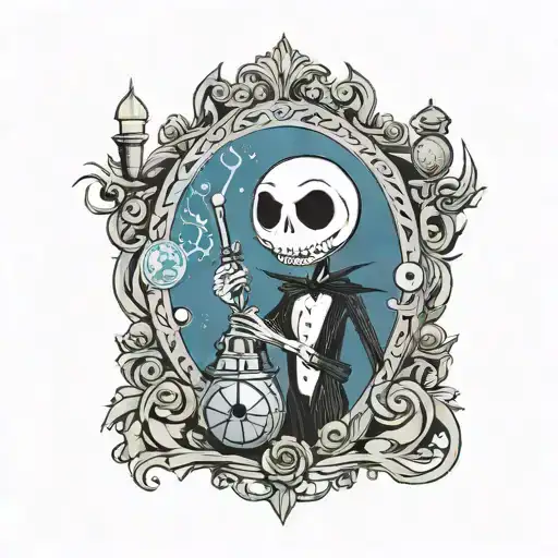 jack skellington tattoo as doctor who with tardis and sonic screwdriver tattoo design idea