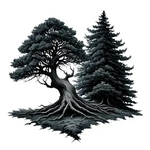 erdtree and haligtree tattoo design idea