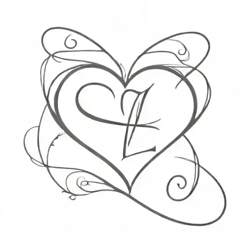 Capital e Heart tattoo design idea
