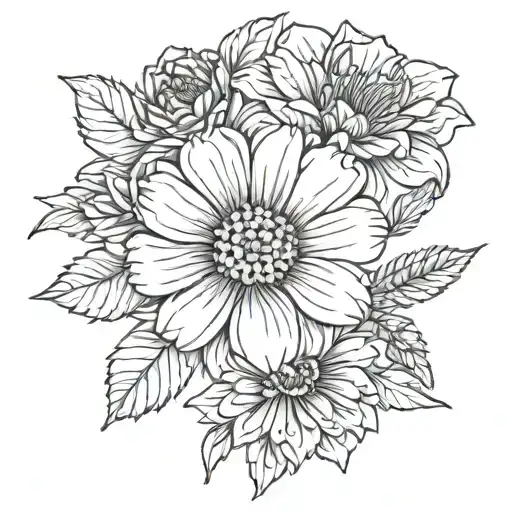 marigold flower with honeysuckle flowers tattoo design tattoo design idea