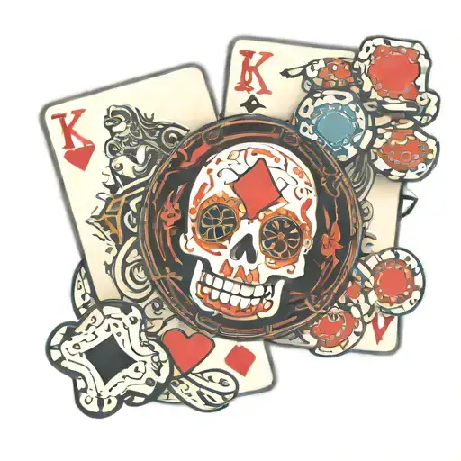 playing cards and poker chips tattoo design idea