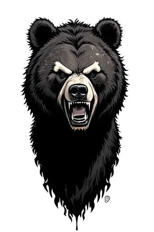 angry bear face tattoo design idea