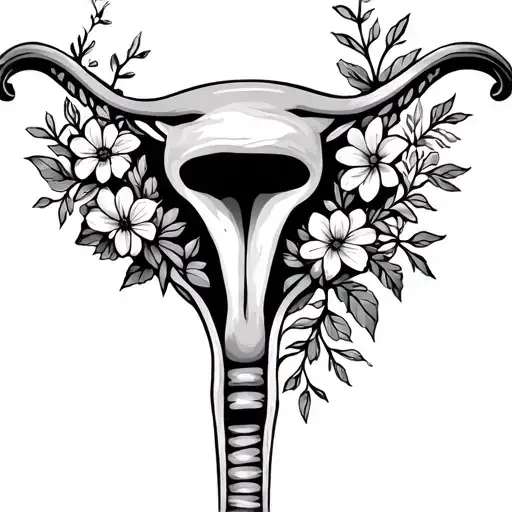 uterus made of flowers endometriosis survivor  tattoo design idea