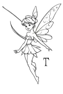 tinkerbell with letter t tattoo design idea