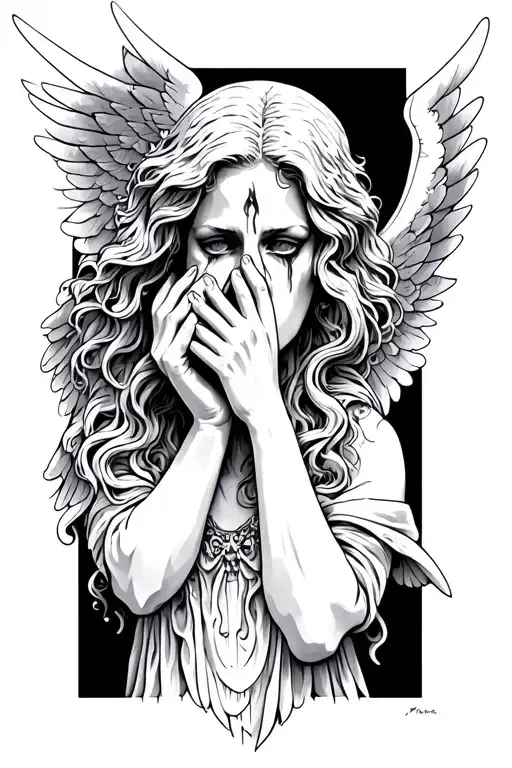 Tardis weeping angel covering her face tattoo design idea
