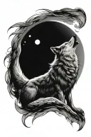 wolf howling at the moon tattoo design idea