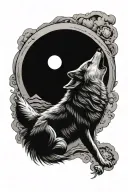 wolf howling at the moon tattoo design idea