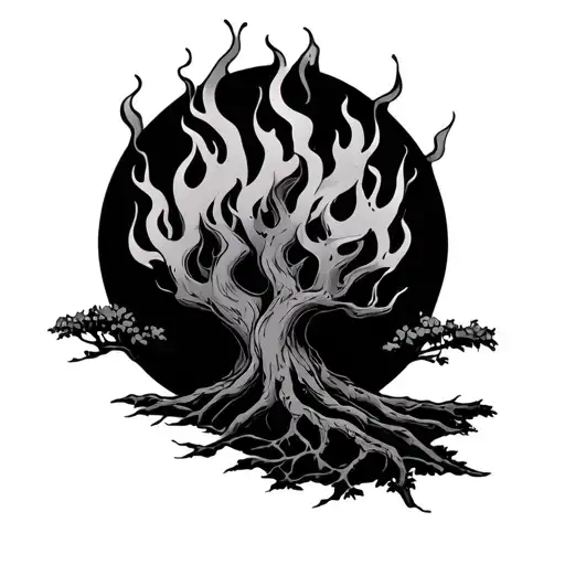 burning bush tattoo design idea