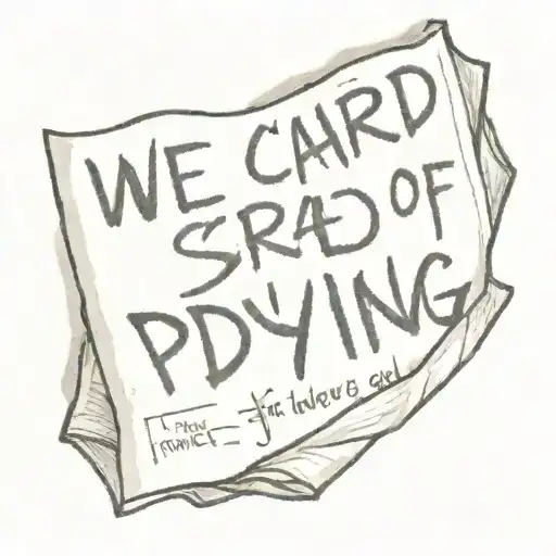 burnt newspaper with headline we're scared of dying  tattoo design idea