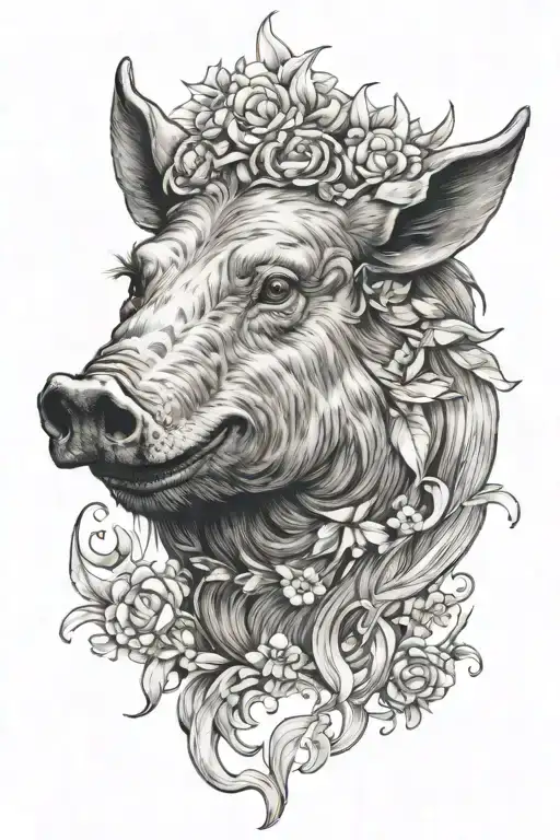 boar head tattoo design idea