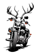Side view of 2001 Honda shadow ace 750 with deer skull as headlights and deer antlers as handle bars  tattoo design idea