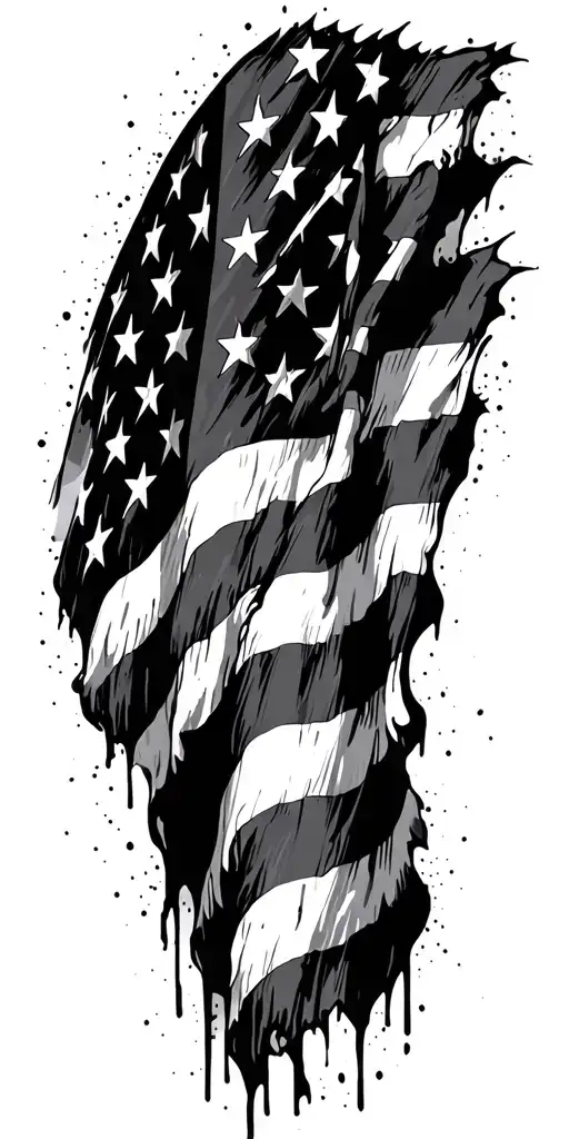 tattered American flag tattoo design idea