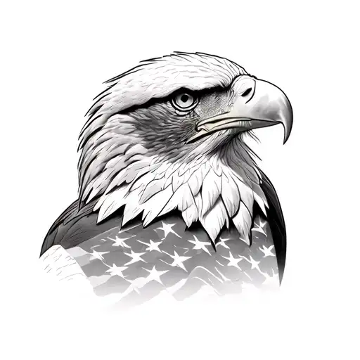 bald eagle with American flag tattoo design idea