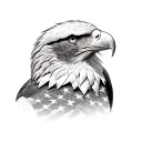 bald eagle with American flag tattoo design idea