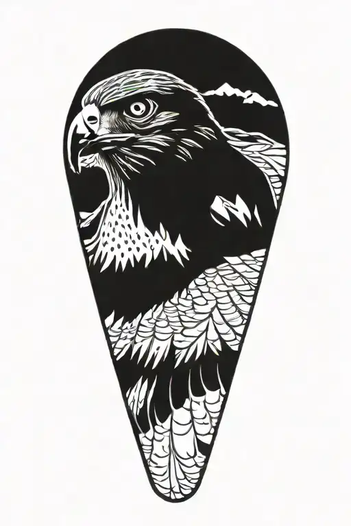 Red-tailed hawk perched tattoo design idea