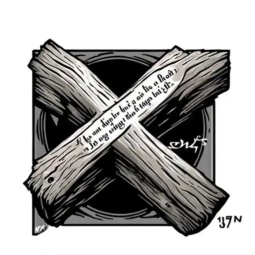 wood cross with John 13:7 verse tattoo featuring tattoo design idea