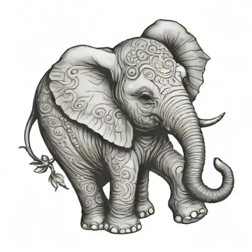 baby elephant tattoo design idea