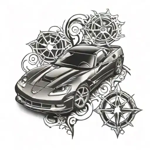 c6 corvette tattoo design idea