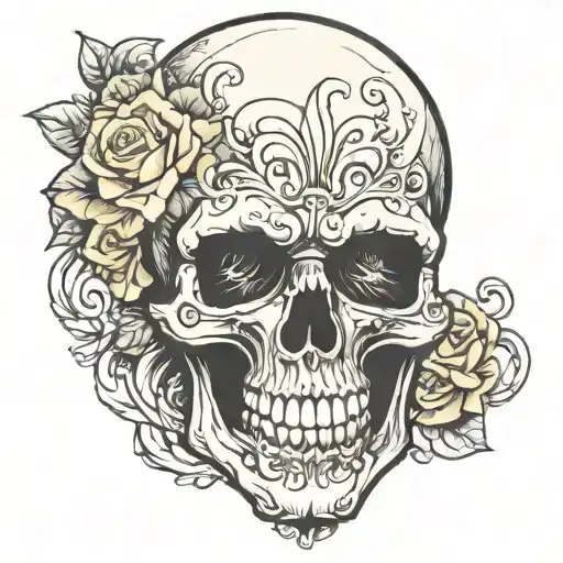 skull face tattoo design idea