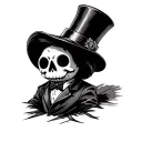 Voodoo doll with a suit and top hat tattoo design idea