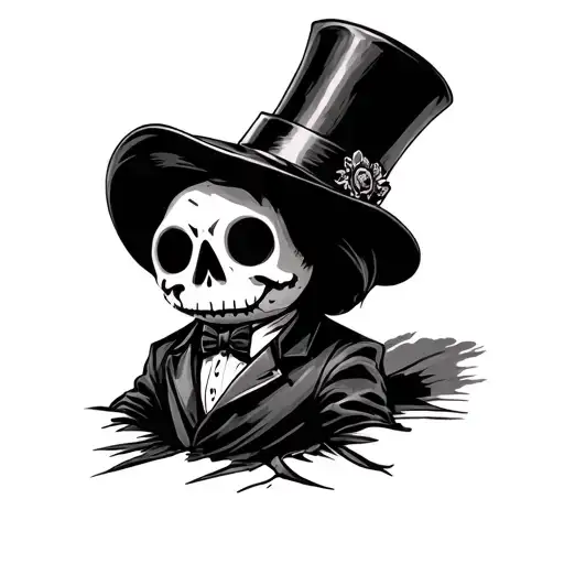 Voodoo doll with a suit and top hat tattoo design idea