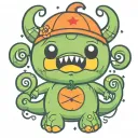 kawaii Halloween monster tattoo design idea