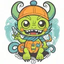 kawaii Halloween monster tattoo design idea