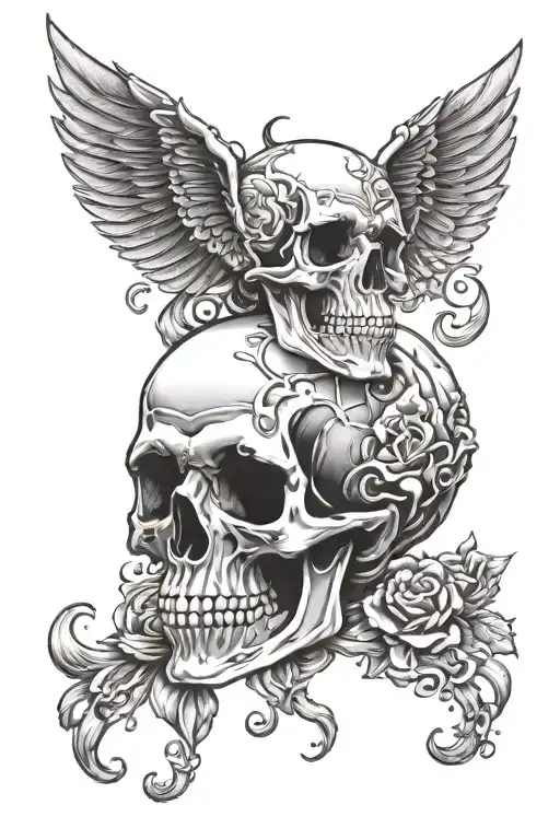 gemini skull tattoo design idea