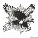 red tail hawk flying tattoo design idea