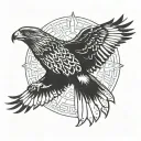 red tail hawk flying tattoo design idea