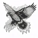 red tail hawk flying tattoo design idea