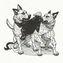 two dogs fighting tattoo design idea