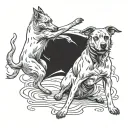 two dogs fighting tattoo design idea