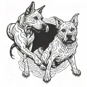 two dogs fighting tattoo design idea