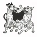 two dogs fighting tattoo design idea